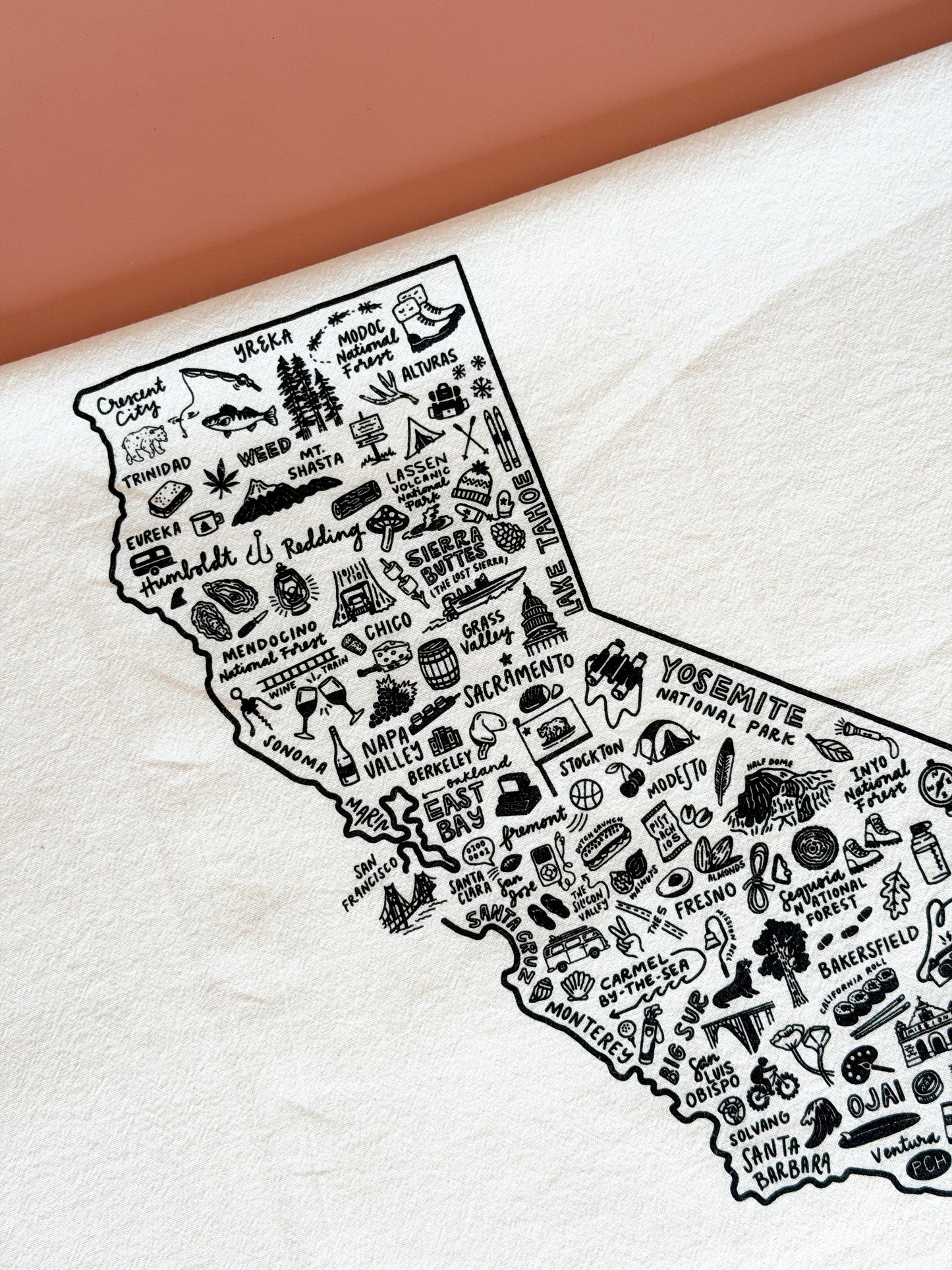 State of California Map Tea Towel