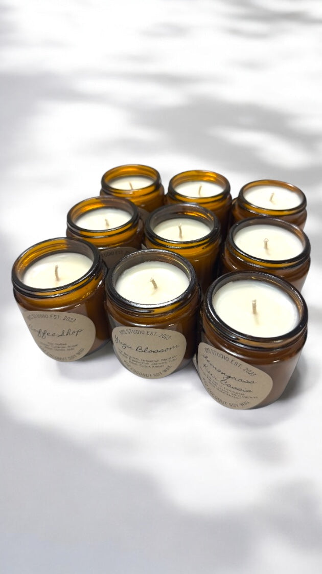 4oz Amber Glass Jar Candles