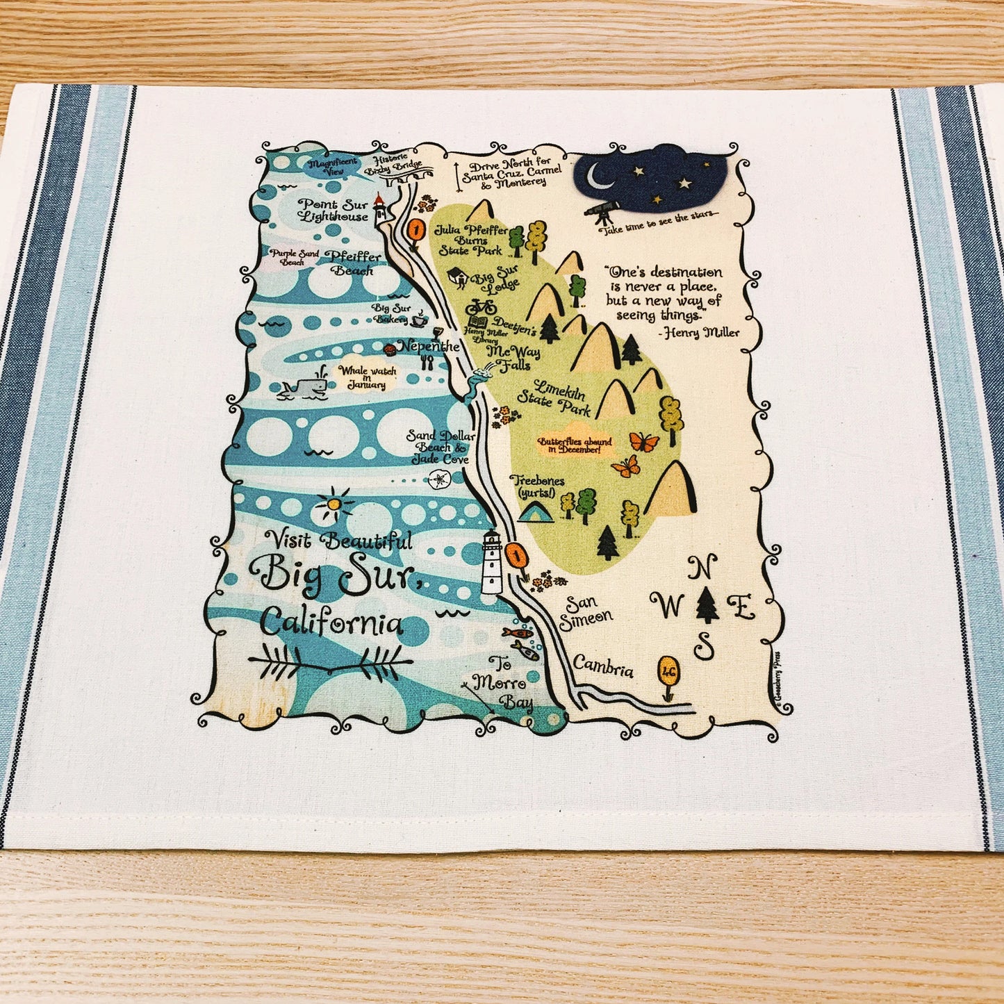 Illustrated Map Cotton Kitchen Tea Towel
