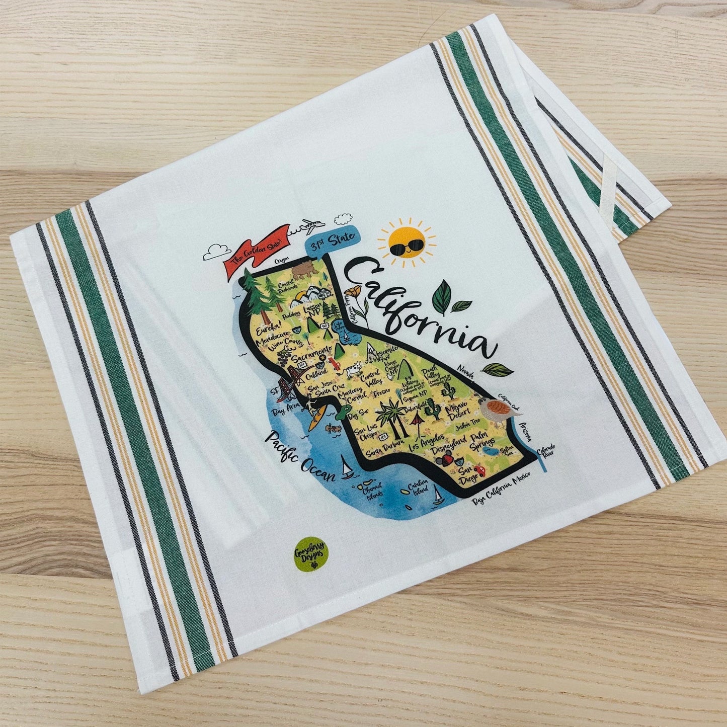 Illustrated Map Cotton Kitchen Tea Towel