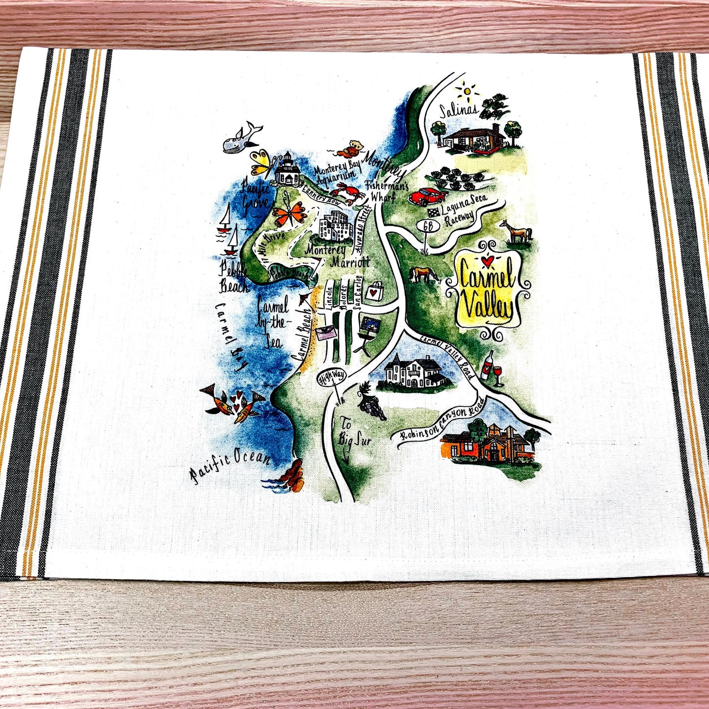 Illustrated Map Cotton Kitchen Tea Towel