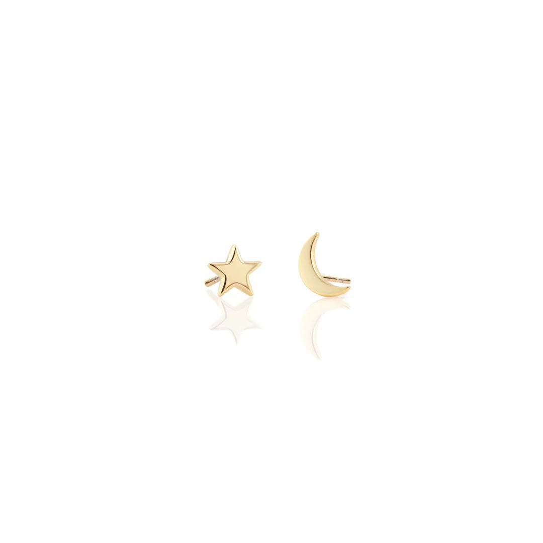 Star and Moon Stud Earrings