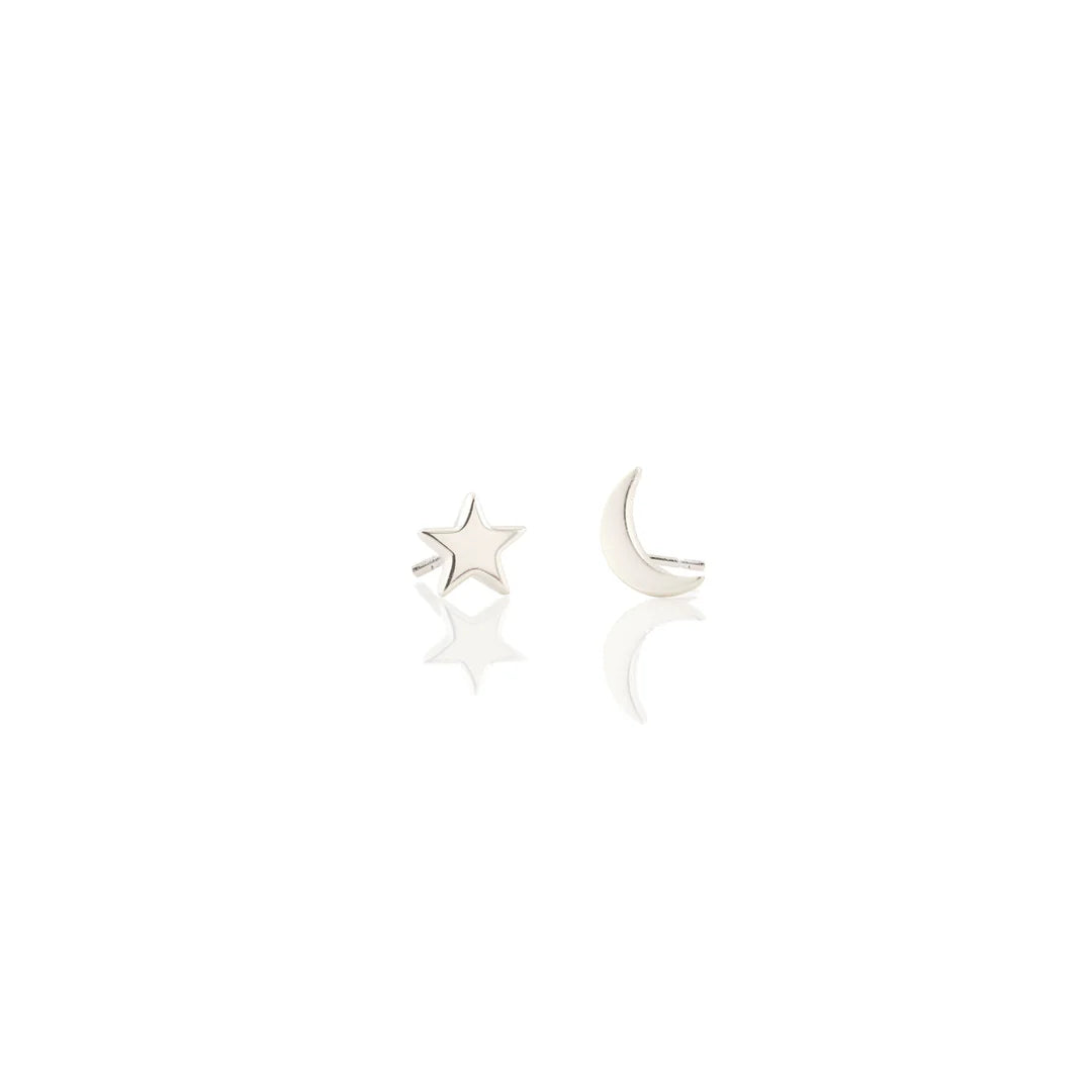 Star and Moon Stud Earrings