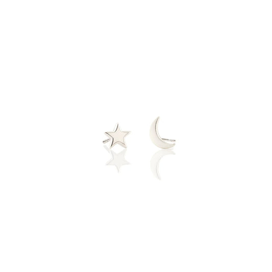 Star and Moon Stud Earrings
