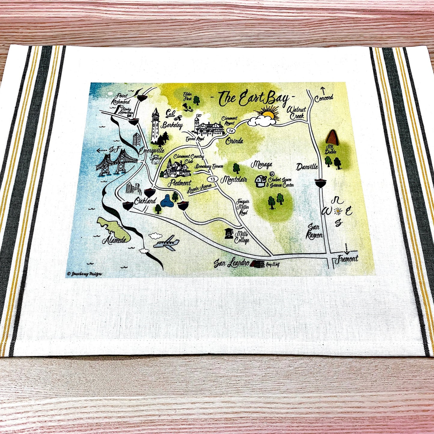 Illustrated Map Cotton Kitchen Tea Towel