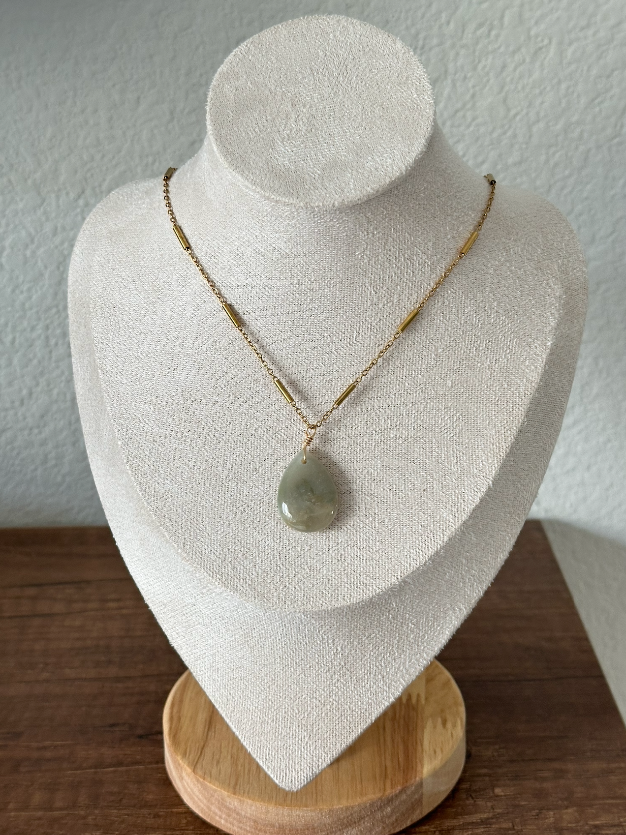 Drop Stone Necklace - Rose Quartz