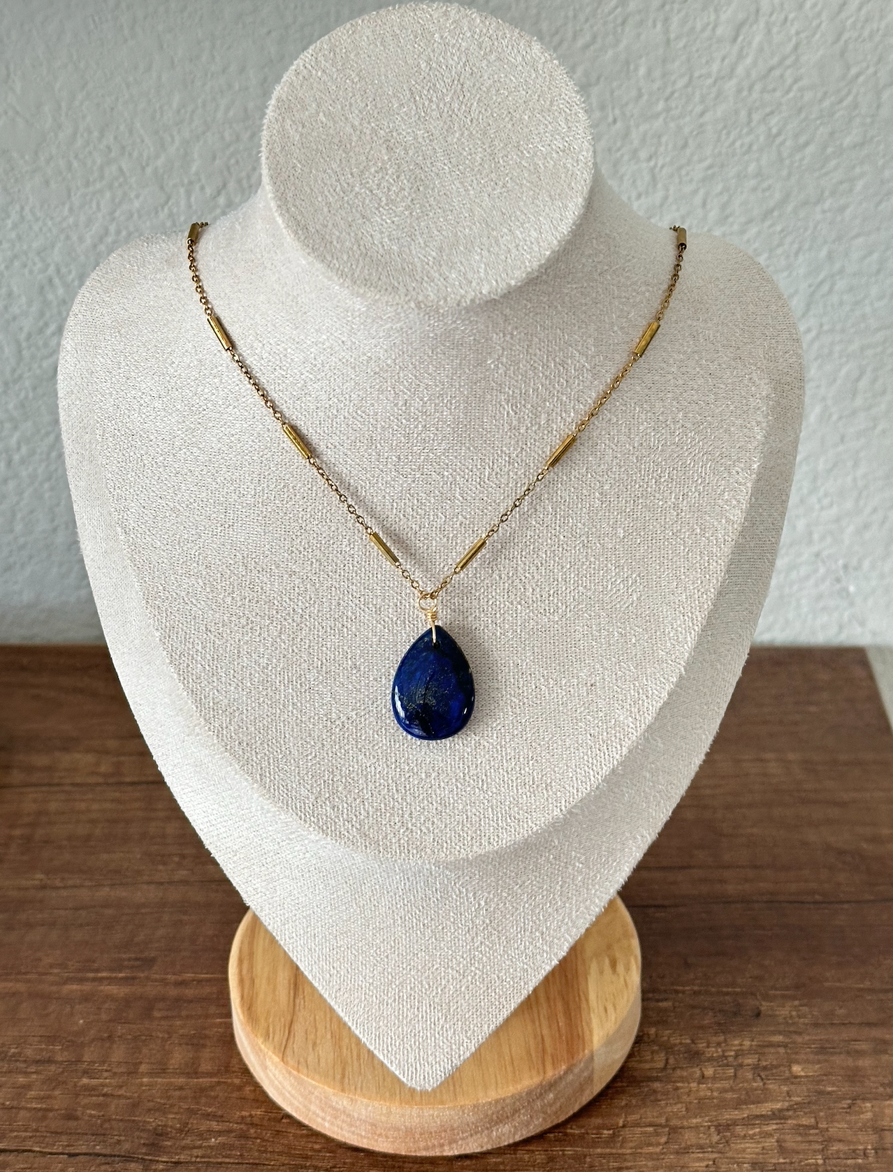 Drop Stone Necklace - Rose Quartz