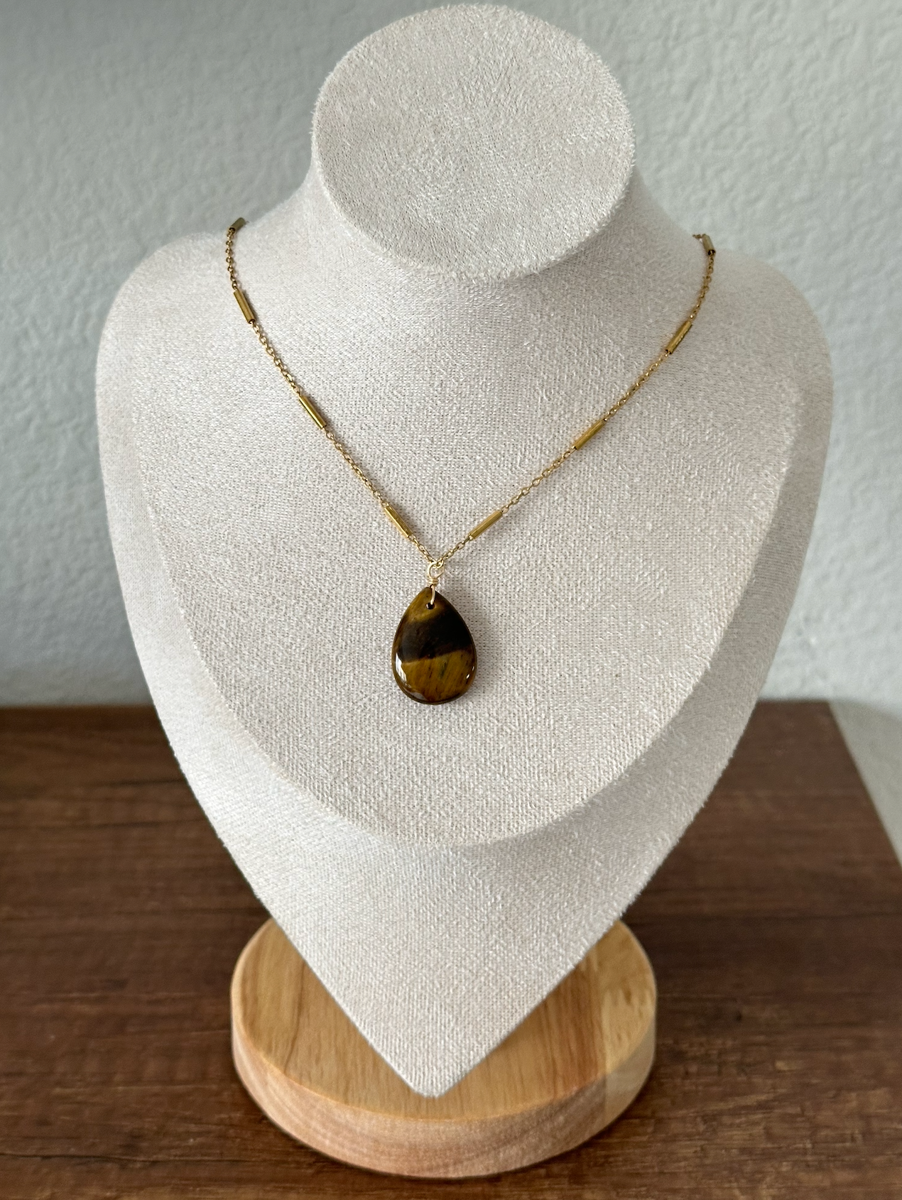 Drop Stone Necklace - Rose Quartz