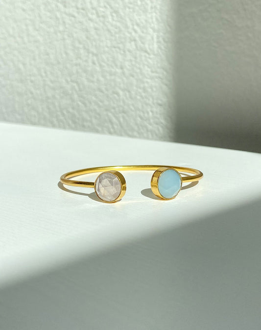 Gemma Bracelet - Rose Quartz and Aqua Chalcedony