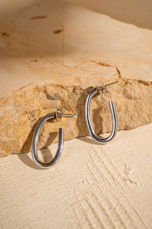 Silver Oval Hoops