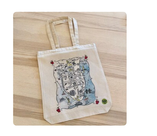 Canvas Illustrated Map Totes