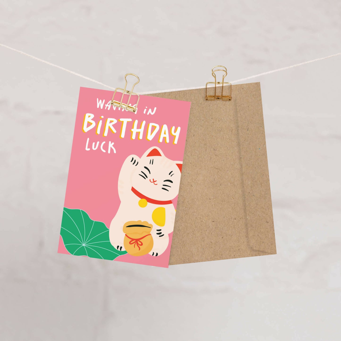 Waving in Luck Birthday Card
