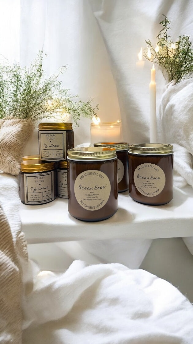 8oz Amber Glass Jar Candles