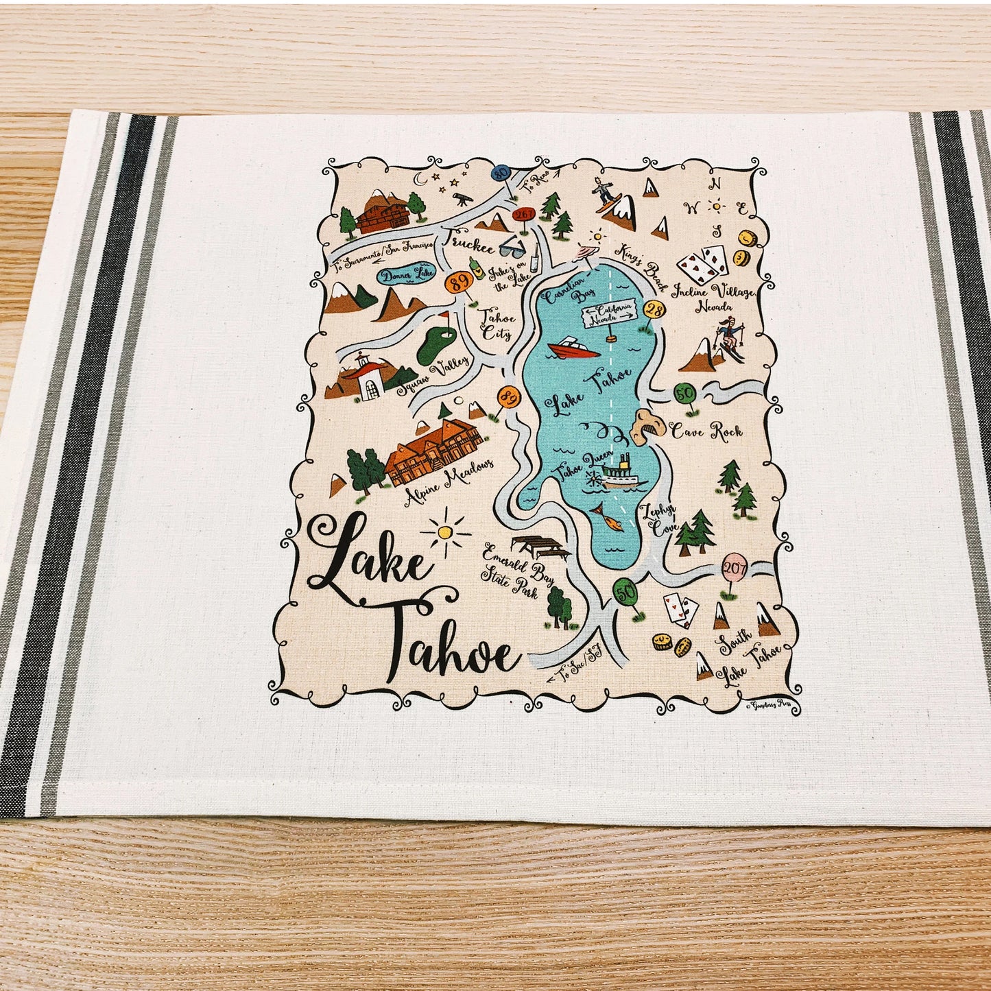 Illustrated Map Cotton Kitchen Tea Towel