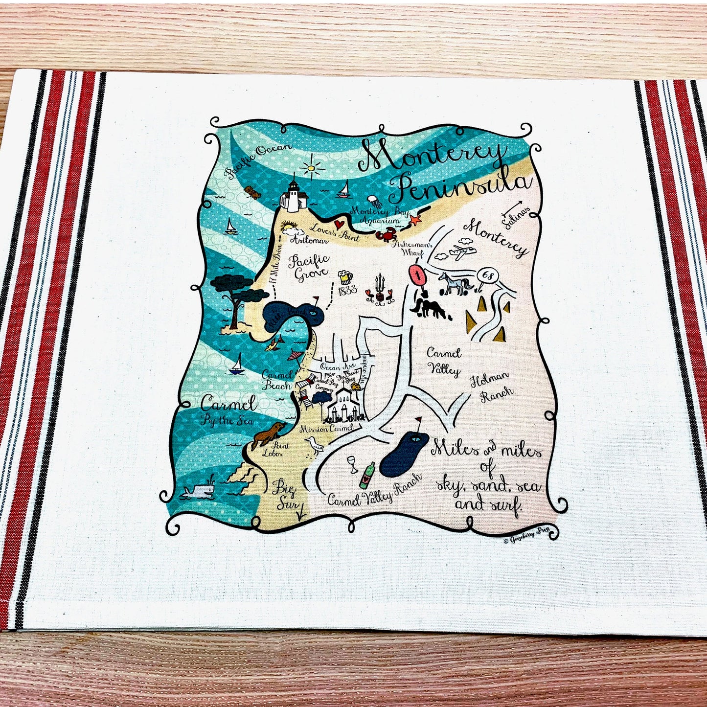 Illustrated Map Cotton Kitchen Tea Towel