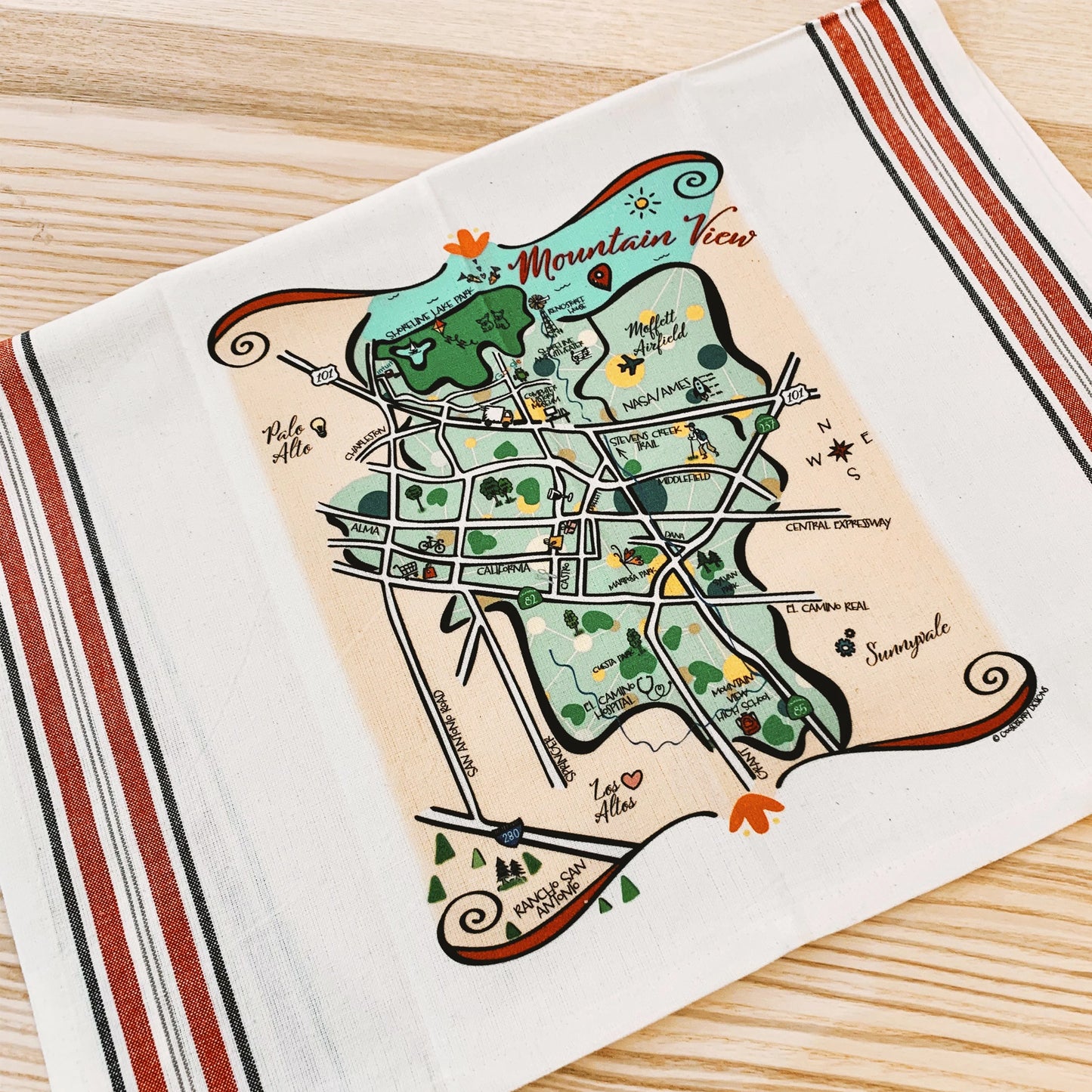 Illustrated Map Cotton Kitchen Tea Towel