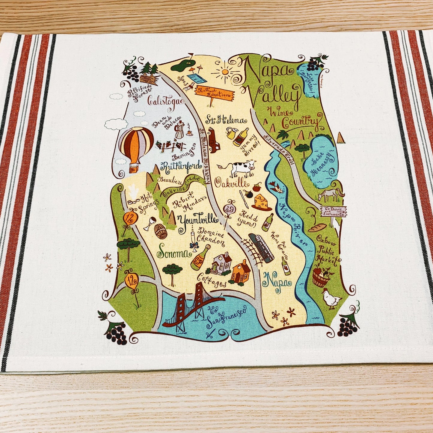 Illustrated Map Cotton Kitchen Tea Towel