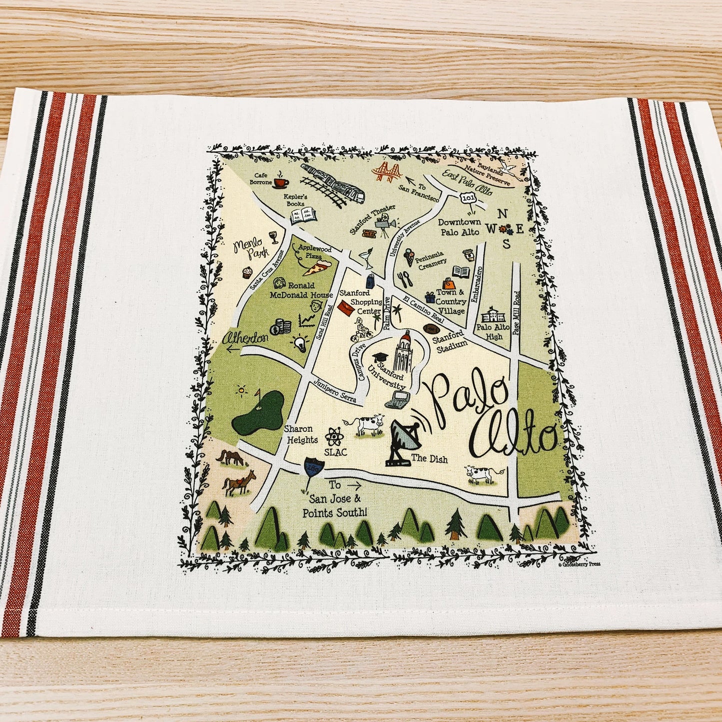 Illustrated Map Cotton Kitchen Tea Towel