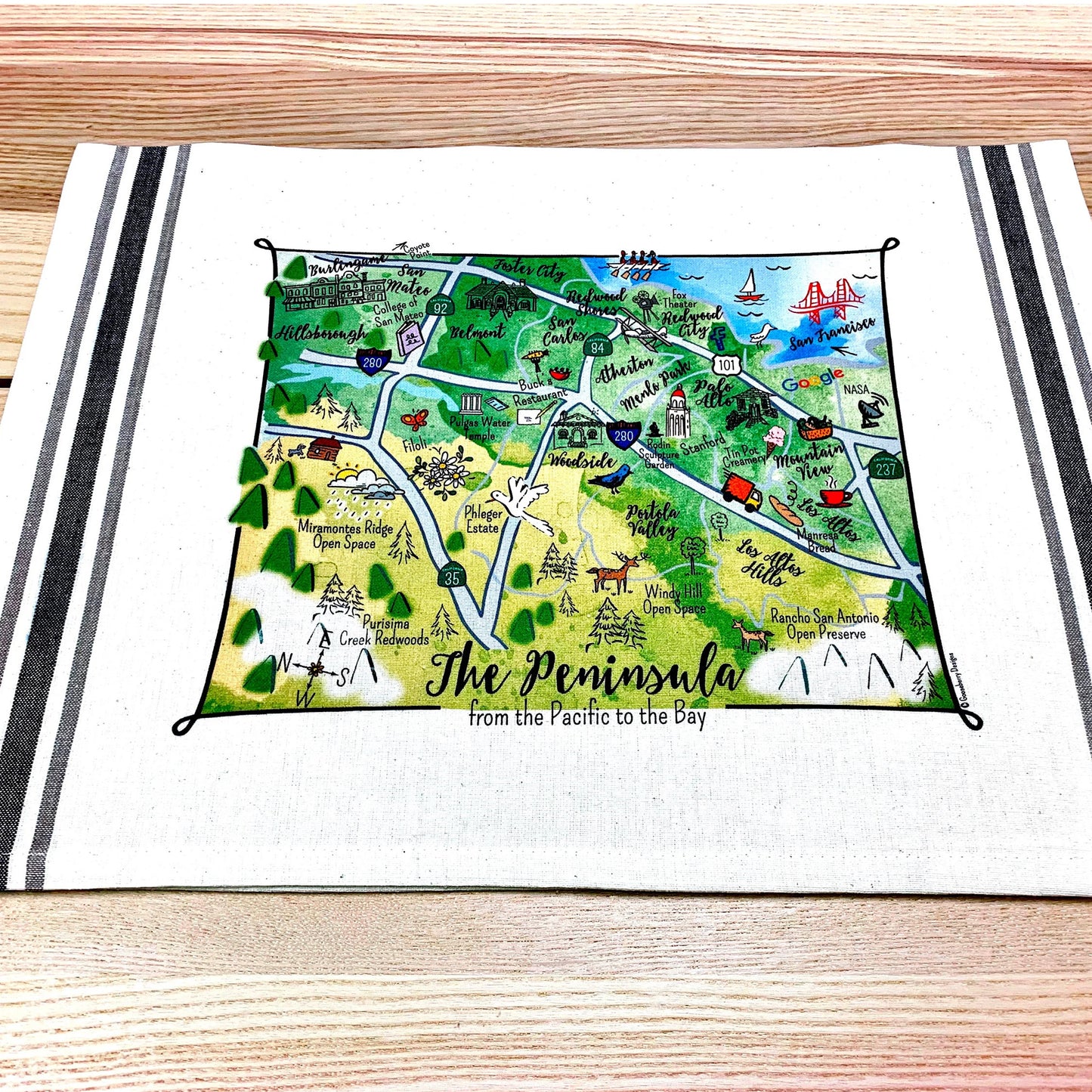 Illustrated Map Cotton Kitchen Tea Towel