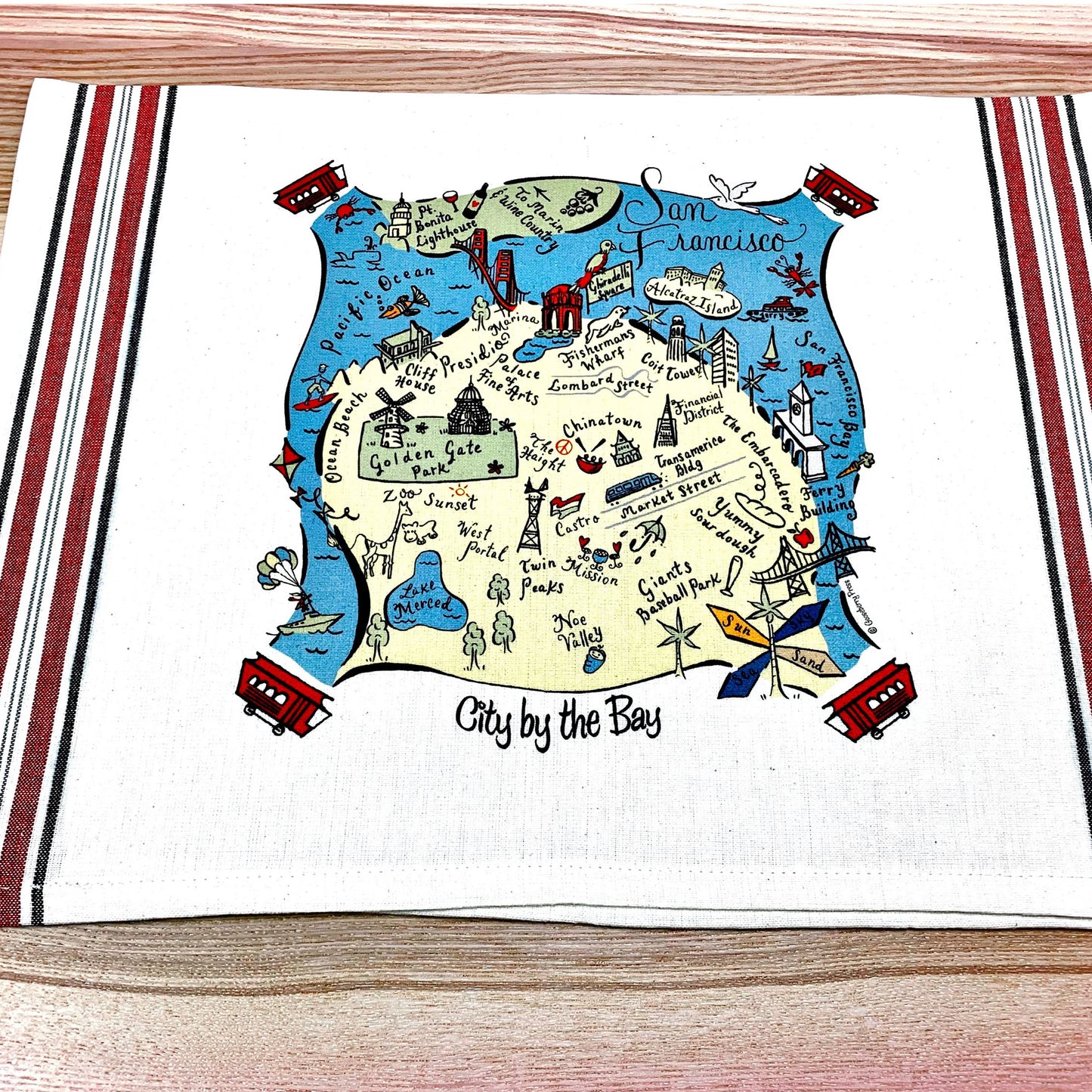 Illustrated Map Cotton Kitchen Tea Towel