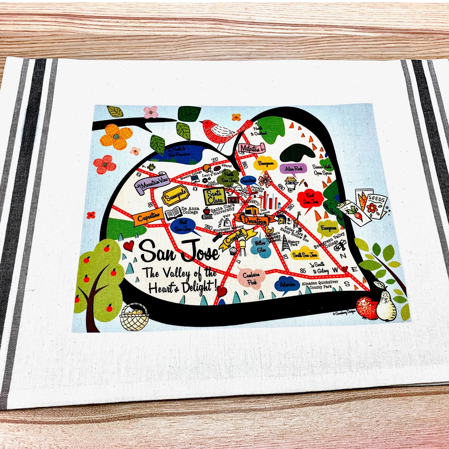 Illustrated Map Cotton Kitchen Tea Towel