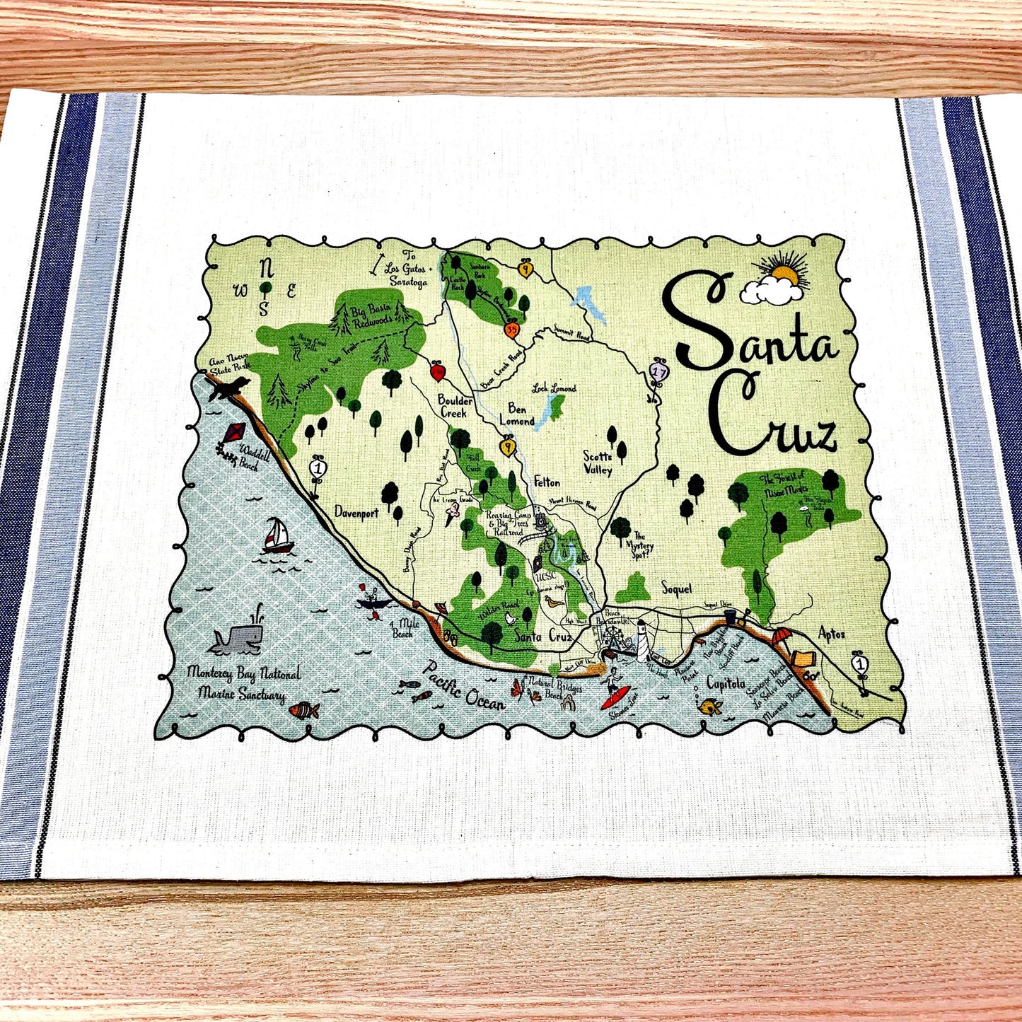Illustrated Map Cotton Kitchen Tea Towel