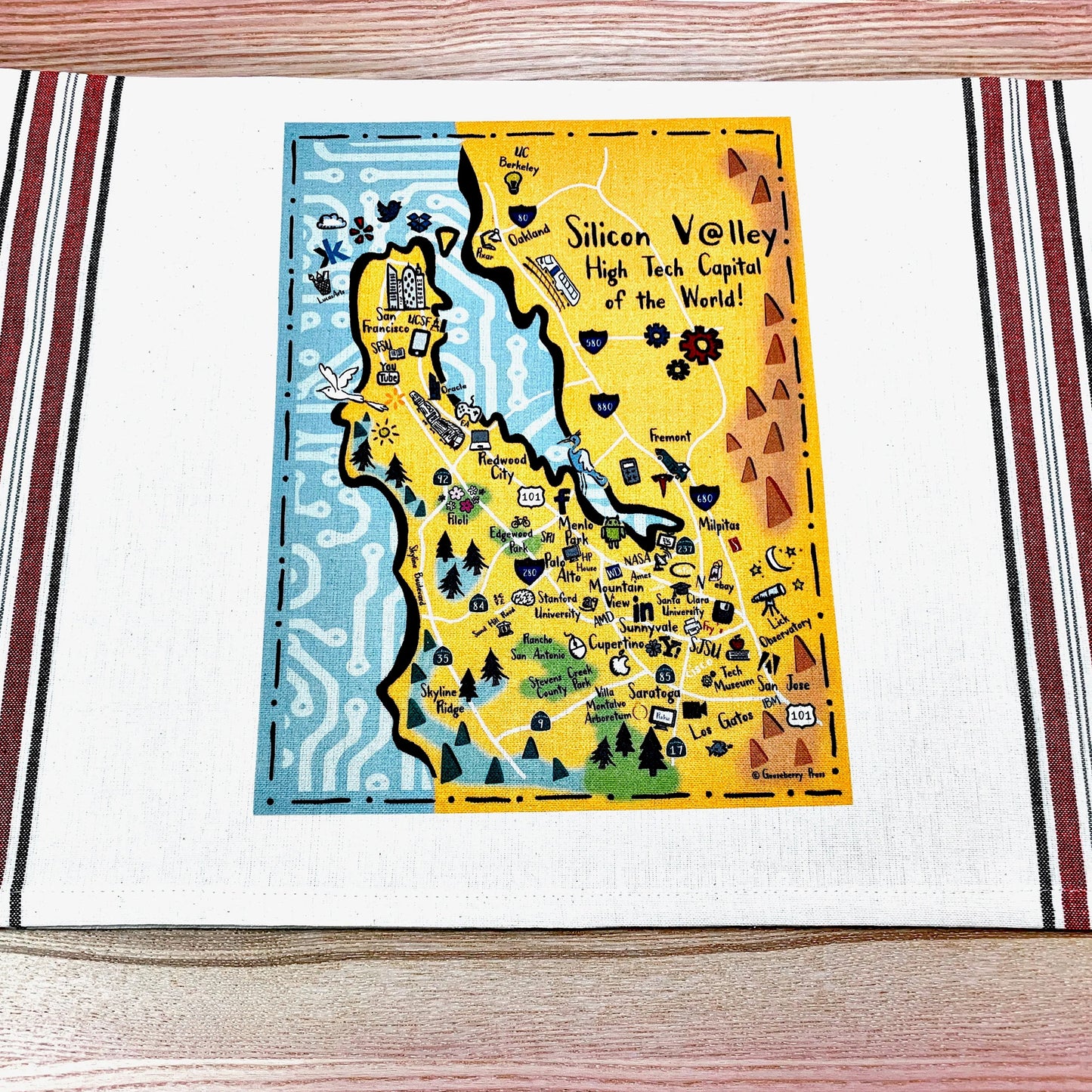 Illustrated Map Cotton Kitchen Tea Towel