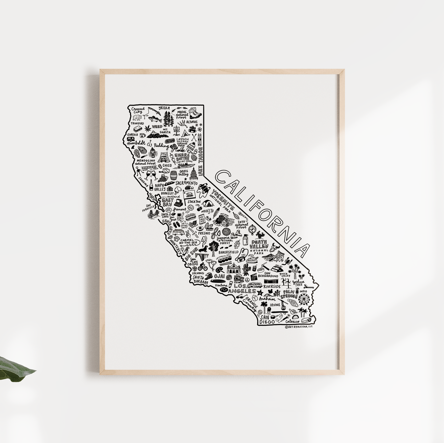 State of California Map Art Print 8"x10"