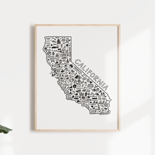 State of California Map Art Print 8"x10"