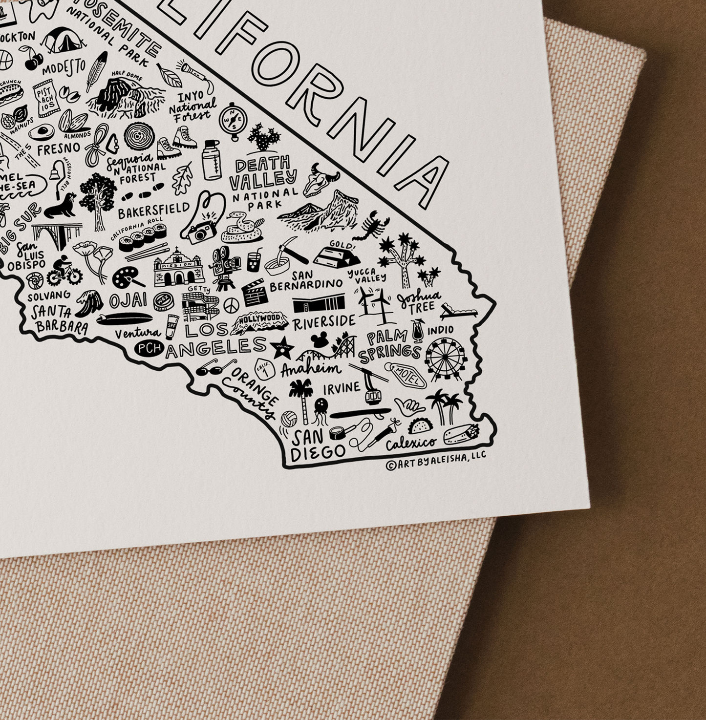 State of California Map Art Print 8"x10"