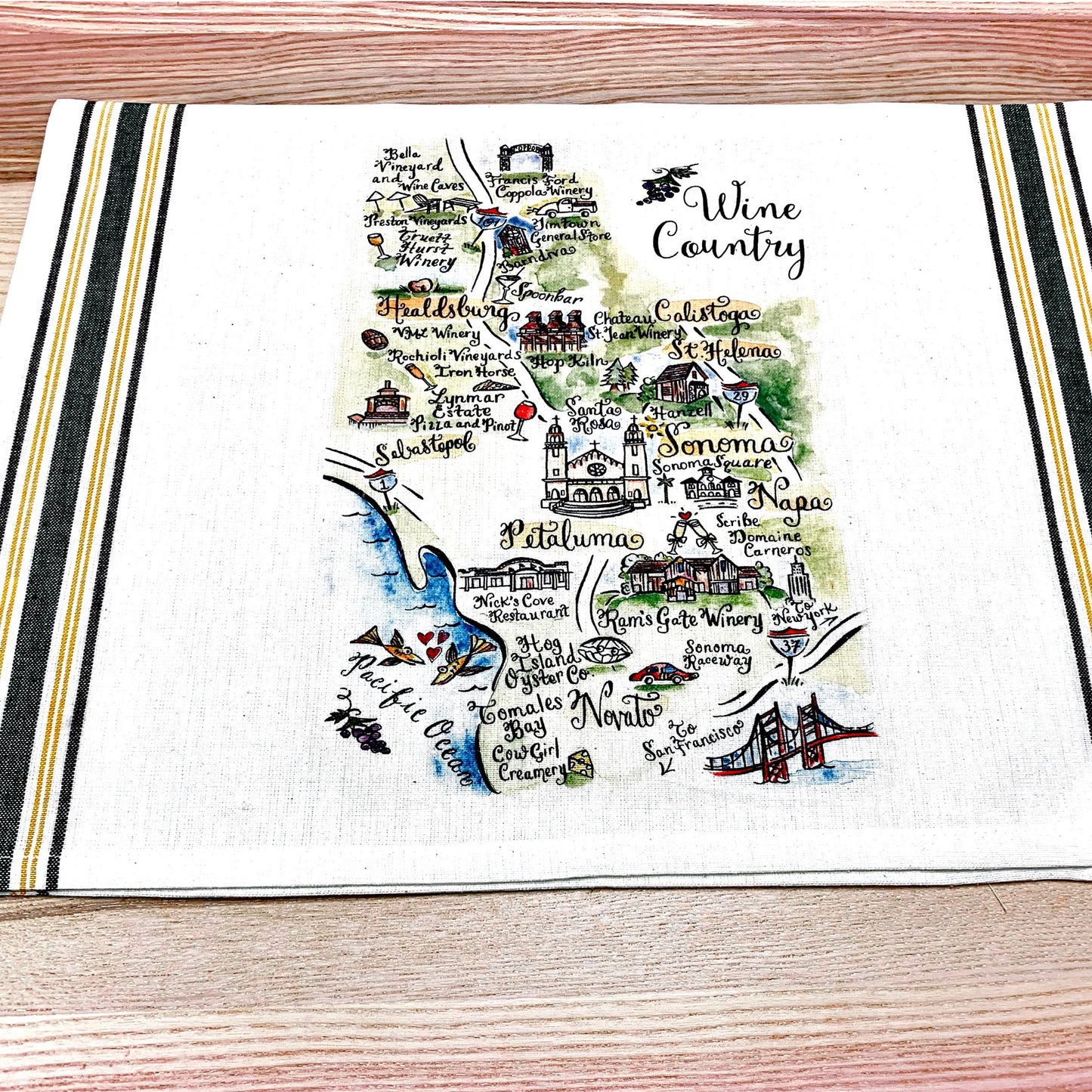 Illustrated Map Cotton Kitchen Tea Towel