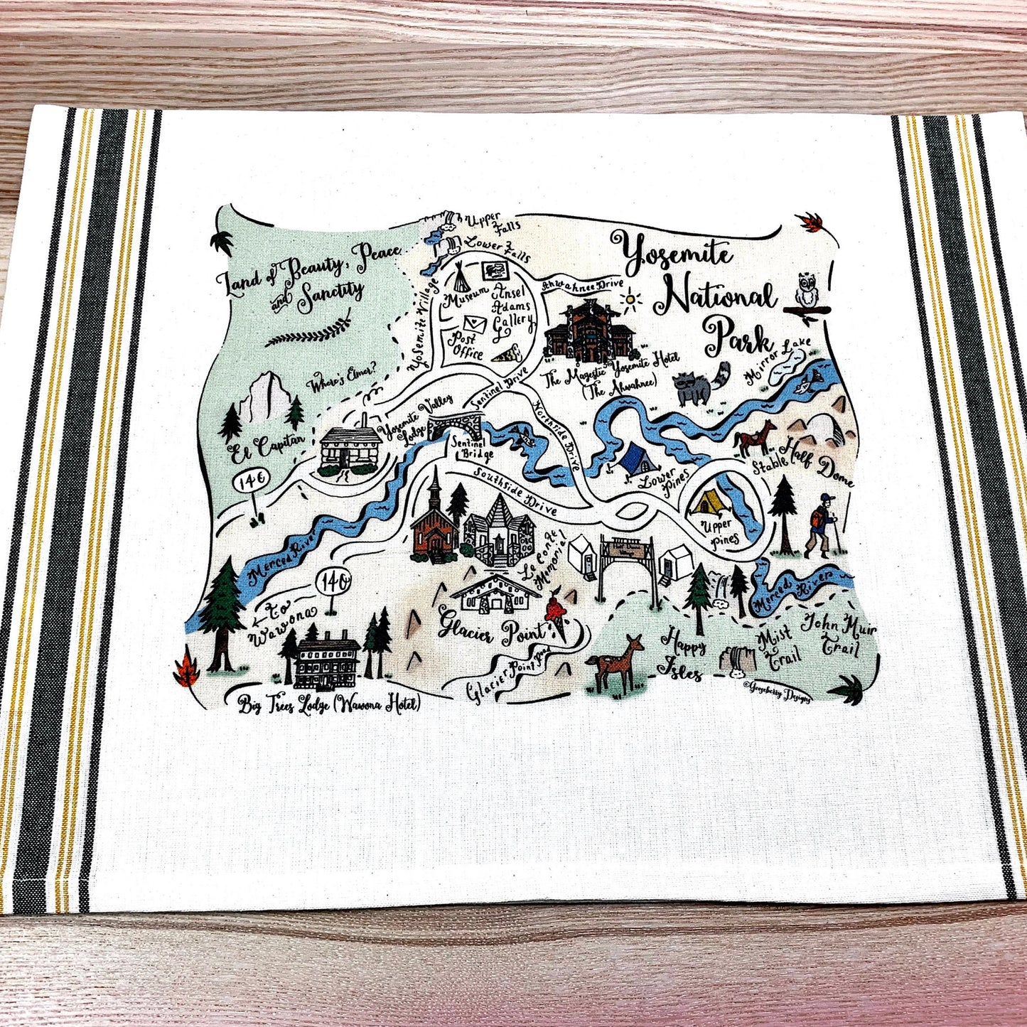 Illustrated Map Cotton Kitchen Tea Towel
