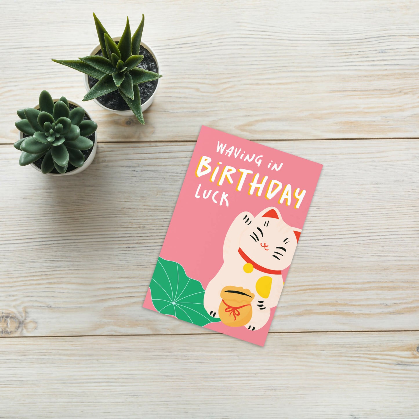 Waving in Luck Birthday Card