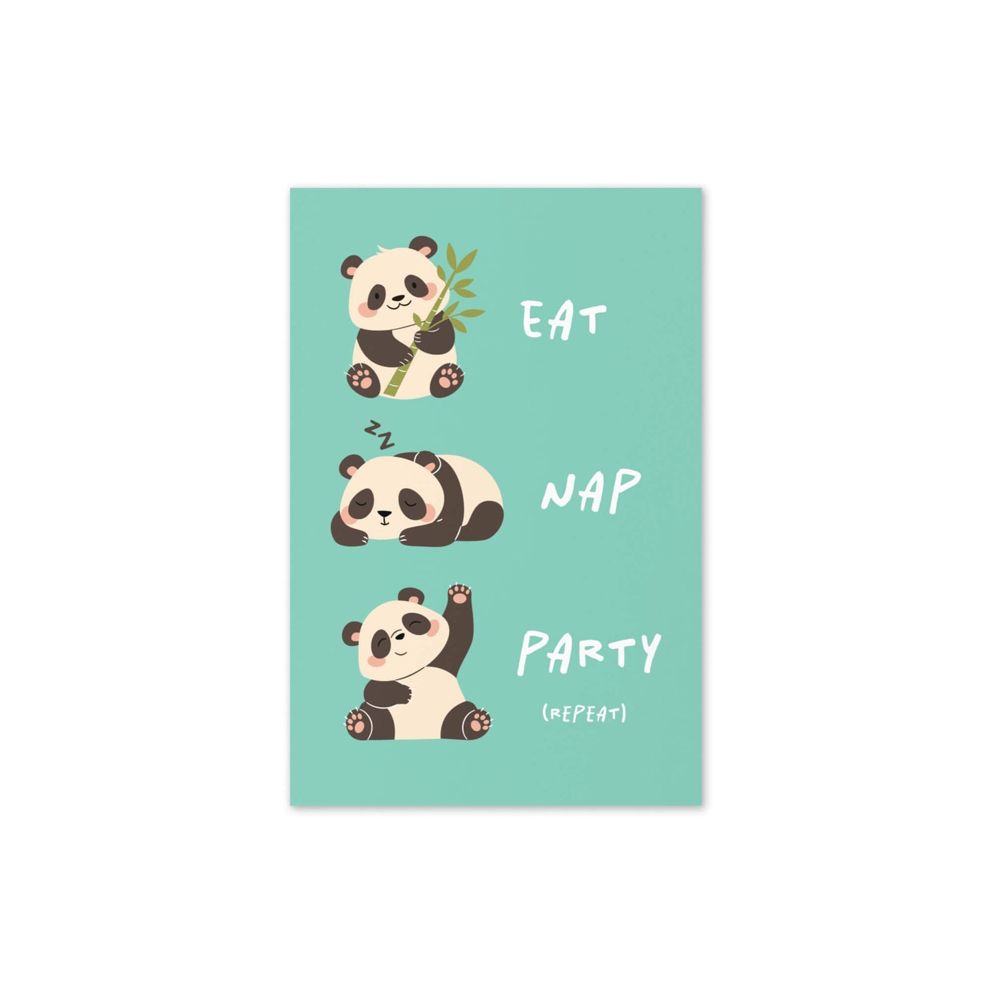 Green Panda Party Greeting Card