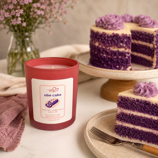 ube cake candle