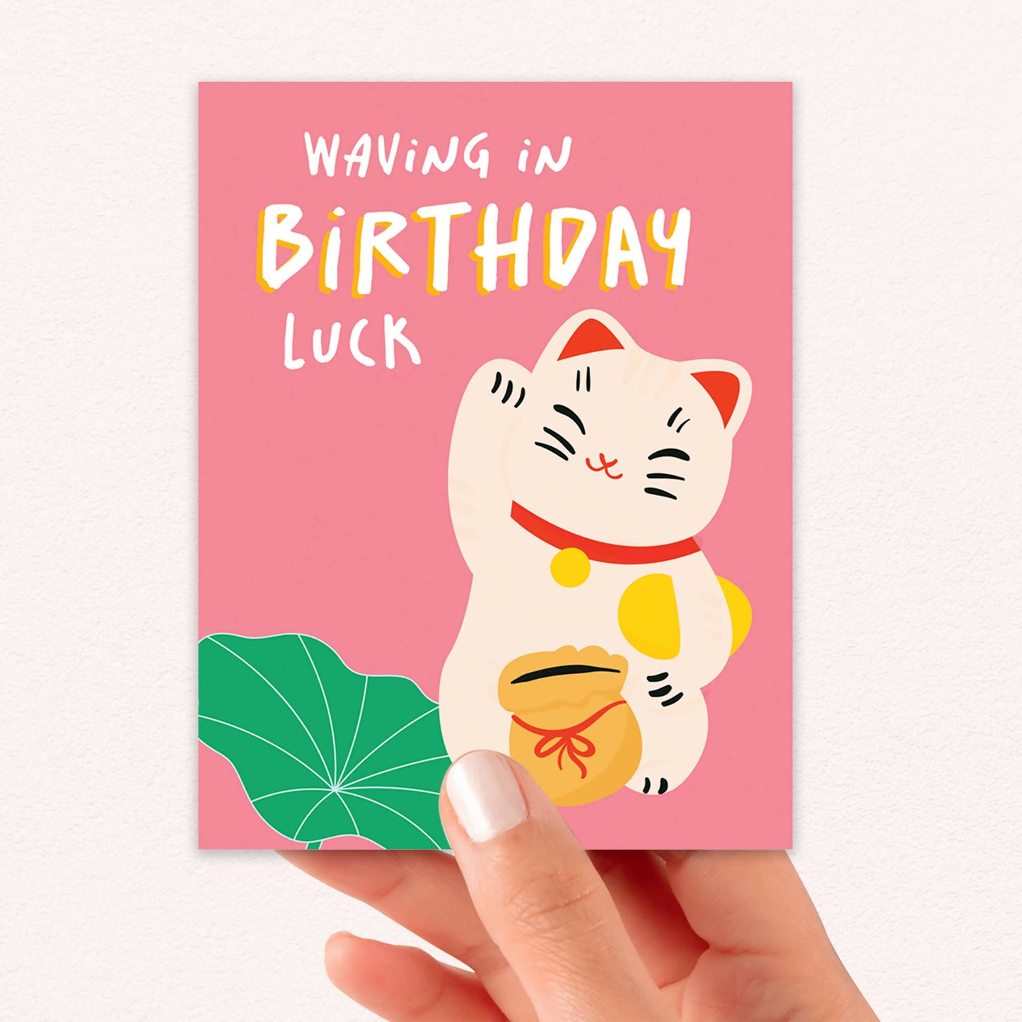 Waving in Luck Birthday Card