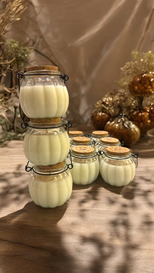 6oz Pumpkin Shaped Glass Jar Candles
