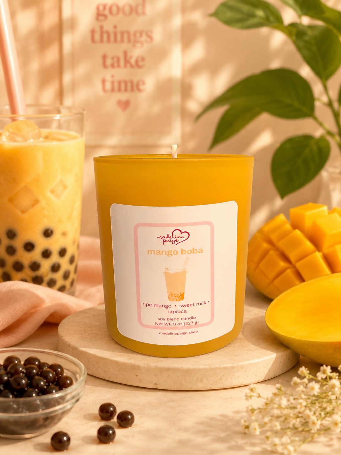 mango boba candle